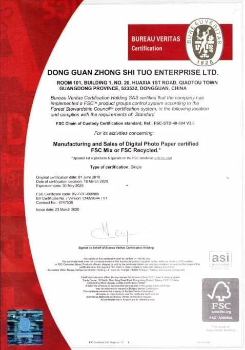 FSC Chain of Custody · Bureau Veritas